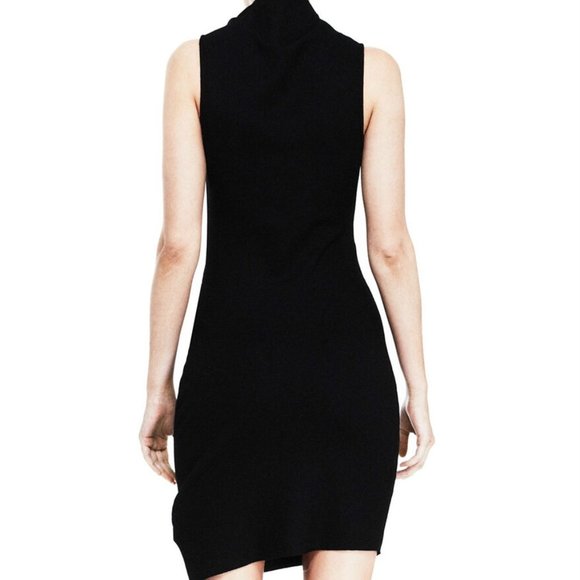 Helmut Lang NWT Sonar Wool Sleeveless Draped Asymmetrical Black Dress Size S - Picture 4 of 10